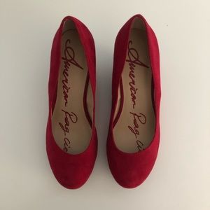 Red suede American rag wedges